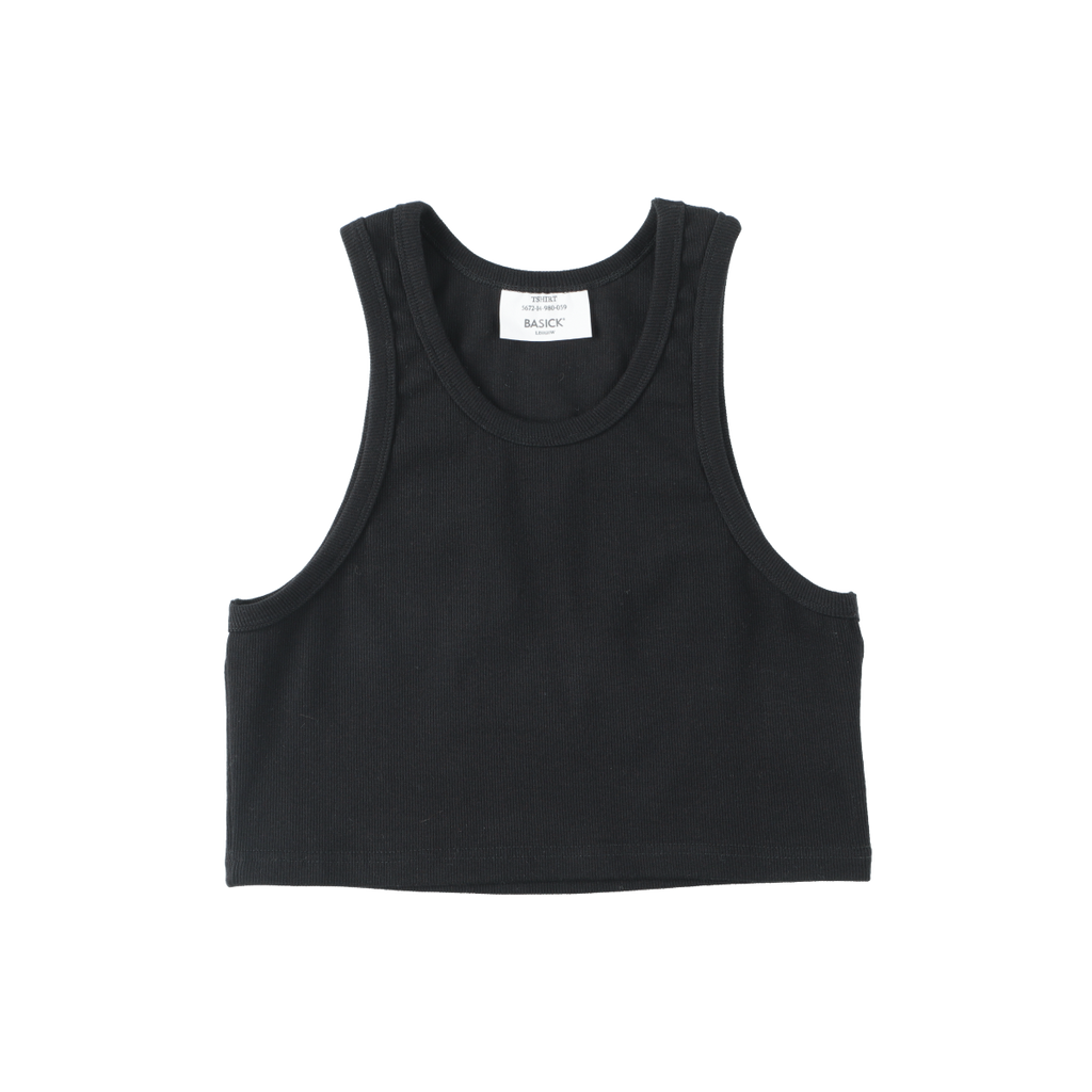 Womens Super Fine Organic Rib Short Tank-top(BLACK) – BASICKS