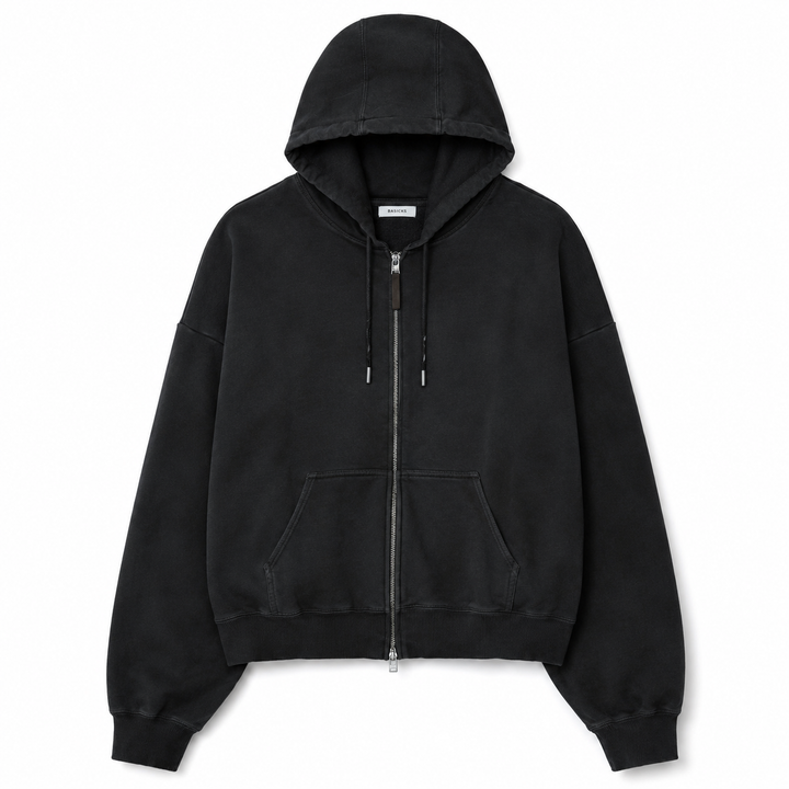 【日曜限定値下】 RAYON ZIP UP HOODIE BLACK Pigmented Zipup Hoodie – BASICKS