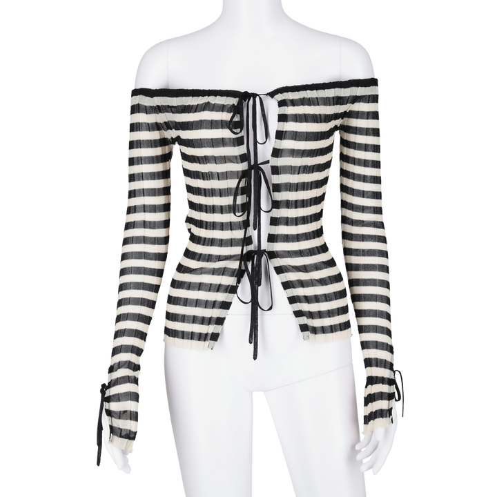 Sheer Stripe Strap Cardigan(BLACK) – BASICKS